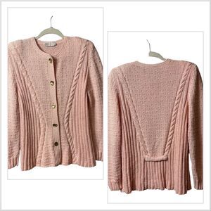 Vintage Women’s Cardigan Sweater Shoulder Pads Silk Wool Barbara Kato Size M